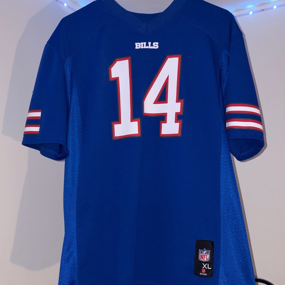 NFL Buffalo Bills Blue Jersey with Red and White Stripes